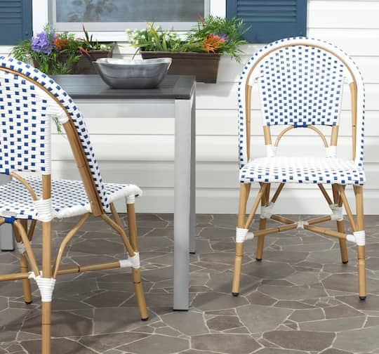 Salcha Side Chair Set in Blue &#x26; White